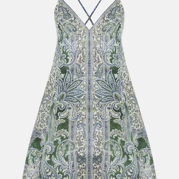 green emerald velvet dress Zimmerman Lexi Tie Mini Dress Green Palm  blueandcream